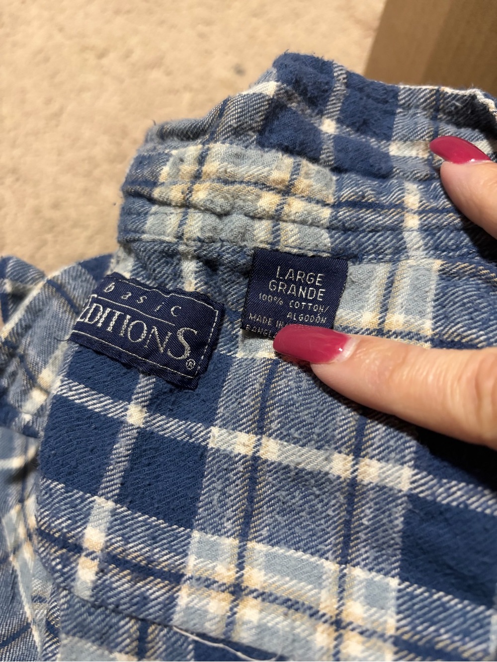 2- Green Plaid/blue checkered Buttonups - Picture 5 of 5